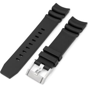 MiLTAT Black FKM Rubber Watch Strap 22mm Quick Release Cuved End Firewave Resilient