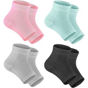 Selizo 5 Pairs Moisturizing Gel Heel Socks Open Toe Socks for Dry Hard Cracked Heels, 5 Colors