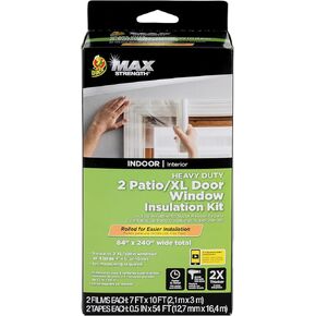 Duck MAX Strength Window Insulation Kit, Winter Window Seal Kit Fits Patio Doors & Large Windows, Heavy Duty Indoor Shrink Film Insulator, Window Tape Included, 84" x 120", Clear, 2 Pack