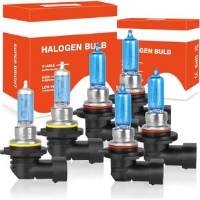 Fit For Jeep Grand Cherokee 1999-2010 High Performance Halogen Headlight Bulbs: 9005 High Beam & 9006 Low Beam & 9145 Fog light Combo, 5000K Super Bright White, Plug and Play, Pack of 6