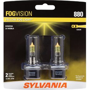 SYLVANIA - 880 Fog Vision - High Performance Yellow Halogen Fog Lights, Sleek Style & Improved Safety, Street Legal, For Fog Use Only (Contains 2 Bulbs)