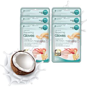 Epielle Intensive Repairing Masks for Hand and Foot (Glove & Socks-12pk) Dry Hand, Dry & Cracked Heel to toe Spa Masks Coconut Oil + Milk Extract,Mothers Day GIfts