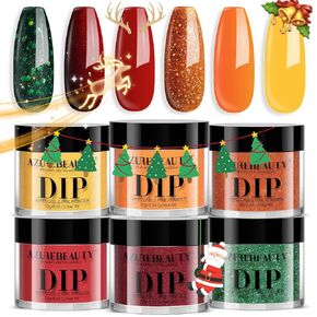 AZUREBEAUTY Dip Powder Nail Set Blue Sage Green Grey Shades, All Seasons 6 Colors Dipping Powder Starter Kit French Nail Art Manicure DIY Salon Gifts for Women, No Need Nail Lamp Cured