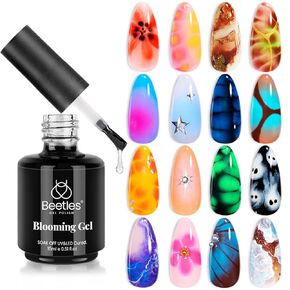 Beetles Nail Blooming Gel 15ml Clear Uv Led Blossom Gel Polish for Spreading Effect Marble Natural Stone Watercolor Floral Print Soak off Nail Gel Diy Nail Art Design Manicure
