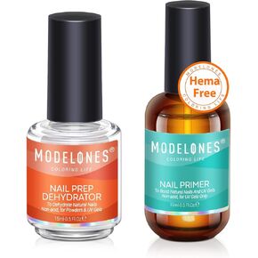 modelones Gel Top and Base Coat, 2Pcs 15ml No Wipe Gel Nail Polish Base and Top Coat, Soak Off LED Nail Lamp Acid Free Gloss Clear Base Top Coat Gel Nail Starter Supplies Kit Long Lasting for 28 Days