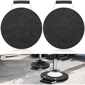 2 Pcs Rv Jack Blocks Pads Stabilizing Round Outrigger Pads Rv Leveling Pads Stackable Waterproof Handle for Tow, Service Truck, Trailer, Crane, Wrecker Landing Gear(15 x 15 x 1 Inch)