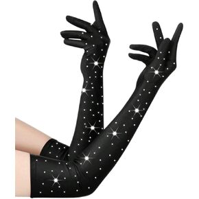 Rhinestone Gloves Long Satin Gloves 1920s Opera Gloves Glitter Sparkle Arm Sleeve Party Favors Costume Accessories