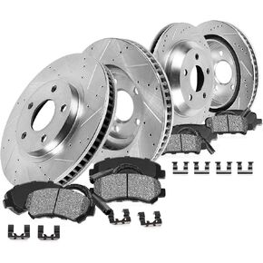 Callahan Front and Rear Brake Kit For 1963 1964 1965 1966 1967 1968 1969 1970-1982 Corvette C2 C3 Drilled and Slotted Brake Rotors and Ceramic Brake Pads