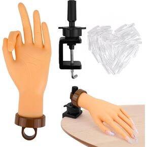 LIONVISON Practice Hand for Acrylic Nails: Fake Nail Training Hand Practice - Flexible Movable Nail Mannequin Hand for Nails Practice
