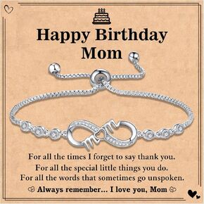 RAYSTAR Birthday Gifts for Mom from Daughter/Son, Happy Birthday Mom Card, Mom Birthday Gifts, Cool Moms Mother Bday Presents Ideas Infinity Love Bracelets for Mom