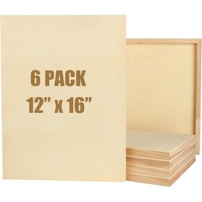 مجموعة من 6 لوحات قماشية من خشب البتولا غير مكتملة مقاس 12 × 16 بوصة، لوحات قماشية خشبية مقاس 3/4 بوصة للرسم وصب الفن والحرف اليدوية والرسم والمزيد in Kuwait