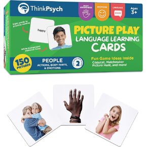 ThinkPsych People Words Flashcards - 150 Action Words, Body Parts, and Emotions - Picture Cards for Speech Therapy Materials & Autism Learning Materials - Body Parts for Toddlers
