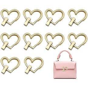 Alunsito 10 Pack Twist Turn Locks Heart Shape Twist Locks Metal Hardware Clip Clasp Buckles for DIY Handbag Shoulder Bag Closure Purse Making Supplies