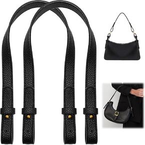 2PCS Adjustable Purse Straps Replacement for Michael PU Leather Black Pebble Grain for Shoulder Bags Shopper Tote Long Handles for Kors
