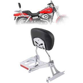 مسند ظهر للركاب من Sissy Bar مع قفل مع أجهزة إرساء لـ Harley Dyna Street BOB FXD FXDB FXDL FXDLS 2006-2017 (أسود مطفي)