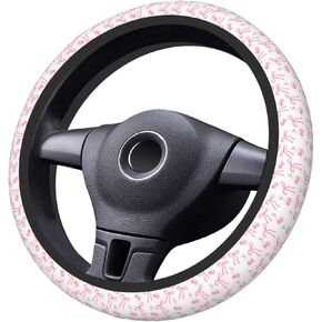 Car Steering Wheel Cover Universal Neoprene Anti Slip Car Accessories Decorative Wheel Protector 15 Inch - Pink Bow