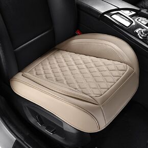 White Car Seat Cover Front Bottom Seat Cushion Cover, Waterproof Anti-Slip and Wrap Around The Bottom Seat Protector Universal Fit for Most Cars Luxury Faux Leather Car Accessories Interior-2PC