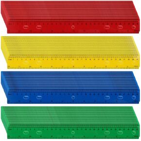 HOZEON 120 Pack 12 Inch Colorful Plastic Ruler, Colored Measuring Rulers, Plastic Straight Rulers with Hole, Metric Rulers Bulk for School Classrooms, Office, 4 Assorted Colors, with CM and Inches