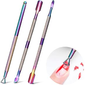 Nail Cuticle Pusher - 2 Pack Stainless Triangle Gel Nail Polish Remover Cuticle Peeler Scraper Remover Tool for Fingernails and Toenails