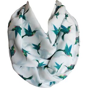 Etwoa Teal Blue Birds Pattern Infinity Scarf Circle Scarf Loop Scarf
