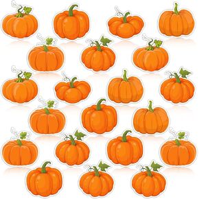 60 Pieces Pumpkin Cutouts Classroom Decoration Fall Bulletin Board Decorations 6 Designs Pumpkin Cutouts with 60 Glue Point for Halloween Fall Thanksgiving Classroom Decoration