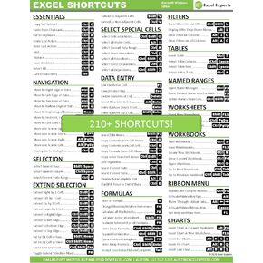 Microsoft Excel Laminated Two-Sided Keyboard Shortcut Guide - Windows Edition