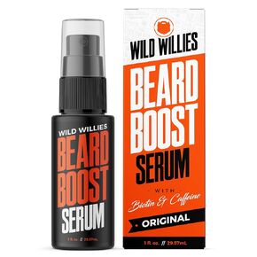 Beard Growth Serum with Biotin & Caffeine by Wild Willies - Natural Beard Care for Thicker, Fuller Healthier Beard - Mens Facial Hair Treatment for Grooming - Increases Thickness and Volume