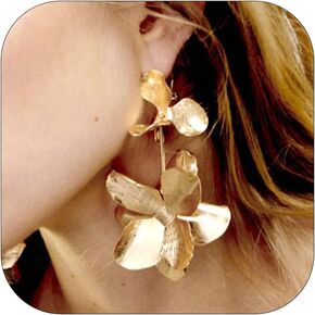Gold Flower Earrings for Women Large Flower Drop Earrings Flower Statement Earrings Chunky Floral Earrings Exaggerated Flower Gold Earrings Jewelry Gifts for Girls