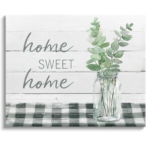 Stupell Industries Sweet Home Country Tartan Botanical Leaves Vase Canvas Wall Art, Design By Carol Robinson