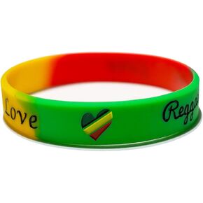 Reggae One Love Rubber Bracelets Party Favors for Adults Teenager, I Love Reggae Wristbands Party Supplies Rubber Bracelets Bulk Gifts,