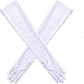 Women 20s Satin Gloves 1920s Opera Long Classic Stretchy Glove Costume for Halloween Wedding Banquet Bride Women Party