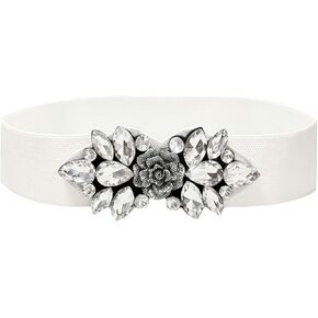 Stretchy Rhinestone Wide Belt Elastic Crystal Thick Belts Fashion Waist Accessories for Women Dress