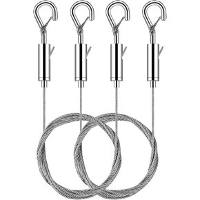 2Pcs Adjustable Picture Hanging Wire Kit, 3.3FT, 1m x 1.5mm Heavy Duty Stainless Steel Rope, Supports Up to 66lbs
