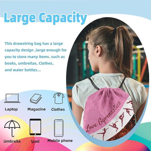 Gymnastics Drawstring Bag Gymnastics Backpack Gymnastics Party Favor Bag Team Gifts Bag (Red,1Pcs) in Saudi Arabia