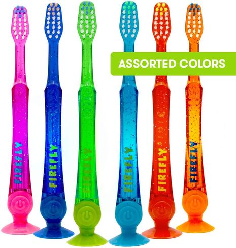 Firefly Light-Up Timer Kids Toothbrush with Suction Cup, Soft - 2 Count (Pack of 1), Assorted in Saudi Arabia