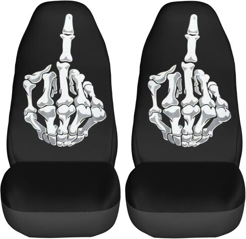 Foruidea Funny Black White Skull Car Seat Covers Universal 2 Pcs Auto Front Seat Cover Fit Most Cars,SUV,Sedan,Trucks in Saudi Arabia