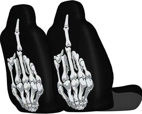 Foruidea Funny Black White Skull Car Seat Covers Universal 2 Pcs Auto Front Seat Cover Fit Most Cars,SUV,Sedan,Trucks in Saudi Arabia
