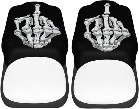 Foruidea Funny Black White Skull Car Seat Covers Universal 2 Pcs Auto Front Seat Cover Fit Most Cars,SUV,Sedan,Trucks in Saudi Arabia