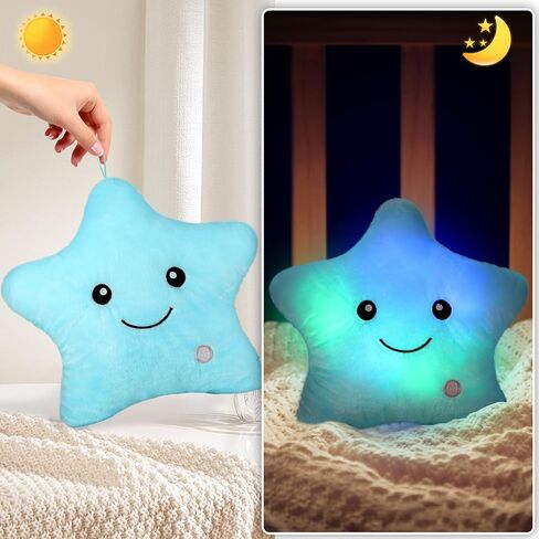 14'' Twinkle Star Glowing Plush Pillows - LED Night Light Pillow Toys,Kids Sleep Aid,Toddler Travel Toy, Birthday Xmas Valentines Day Gifts for Boys Girls Age 3-15 in Saudi Arabia