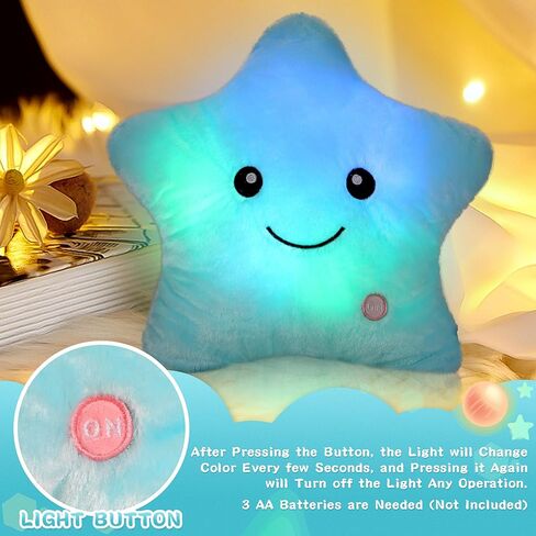 14'' Twinkle Star Glowing Plush Pillows - LED Night Light Pillow Toys,Kids Sleep Aid,Toddler Travel Toy, Birthday Xmas Valentines Day Gifts for Boys Girls Age 3-15 in Saudi Arabia