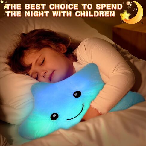 14'' Twinkle Star Glowing Plush Pillows - LED Night Light Pillow Toys,Kids Sleep Aid,Toddler Travel Toy, Birthday Xmas Valentines Day Gifts for Boys Girls Age 3-15 in Saudi Arabia