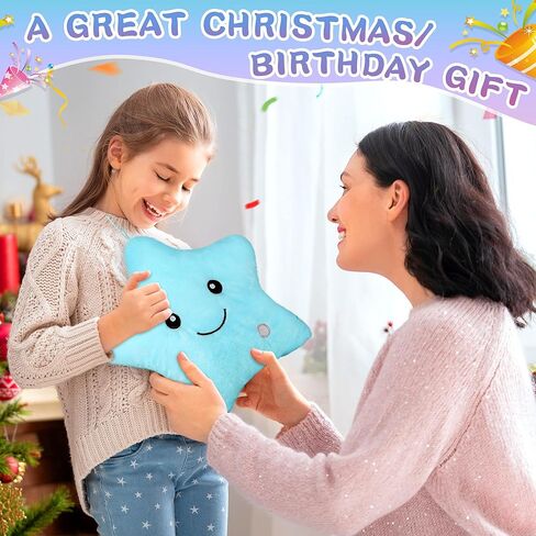 14'' Twinkle Star Glowing Plush Pillows - LED Night Light Pillow Toys,Kids Sleep Aid,Toddler Travel Toy, Birthday Xmas Valentines Day Gifts for Boys Girls Age 3-15 in Saudi Arabia