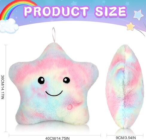 14'' Twinkle Star Glowing Plush Pillows - LED Night Light Pillow Toys,Kids Sleep Aid,Toddler Travel Toy, Birthday Xmas Valentines Day Gifts for Boys Girls Age 3-15 in Saudi Arabia