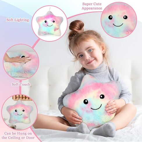 14'' Twinkle Star Glowing Plush Pillows - LED Night Light Pillow Toys,Kids Sleep Aid,Toddler Travel Toy, Birthday Xmas Valentines Day Gifts for Boys Girls Age 3-15 in Saudi Arabia