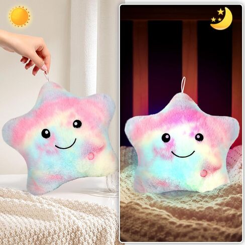 14'' Twinkle Star Glowing Plush Pillows - LED Night Light Pillow Toys,Kids Sleep Aid,Toddler Travel Toy, Birthday Xmas Valentines Day Gifts for Boys Girls Age 3-15 in Saudi Arabia