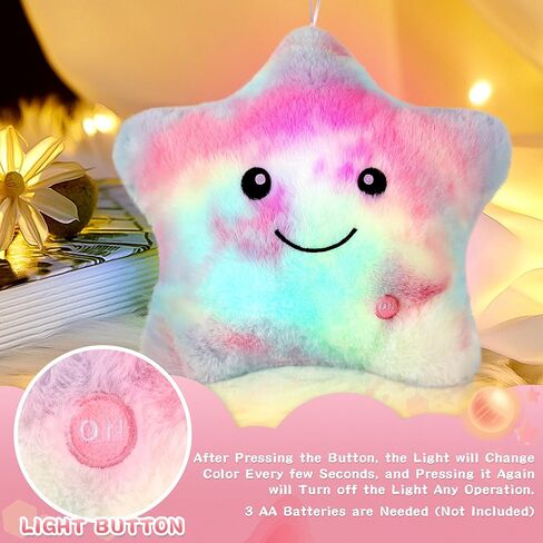 14'' Twinkle Star Glowing Plush Pillows - LED Night Light Pillow Toys,Kids Sleep Aid,Toddler Travel Toy, Birthday Xmas Valentines Day Gifts for Boys Girls Age 3-15 in Saudi Arabia