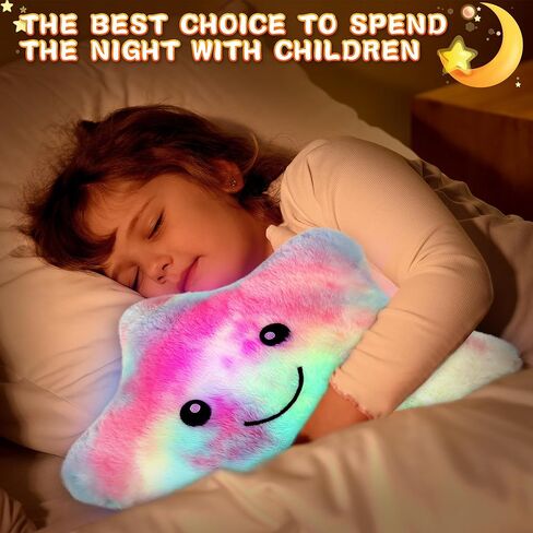 14'' Twinkle Star Glowing Plush Pillows - LED Night Light Pillow Toys,Kids Sleep Aid,Toddler Travel Toy, Birthday Xmas Valentines Day Gifts for Boys Girls Age 3-15 in Saudi Arabia