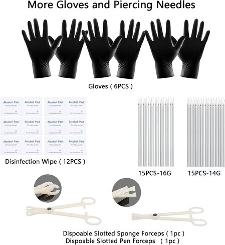 ChiMunllin 120PCS Body Piercing Kit Surgical Steel 14G 16G 20G BCR CBR Labret Lip Rings Cartilage Daith Earrings Nose Septum Nose Studs Belly Button Rings Piercing Jewelry Needles Gloves Clamps Tools in Saudi Arabia