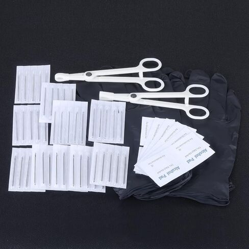 ChiMunllin 120PCS Body Piercing Kit Surgical Steel 14G 16G 20G BCR CBR Labret Lip Rings Cartilage Daith Earrings Nose Septum Nose Studs Belly Button Rings Piercing Jewelry Needles Gloves Clamps Tools in Saudi Arabia