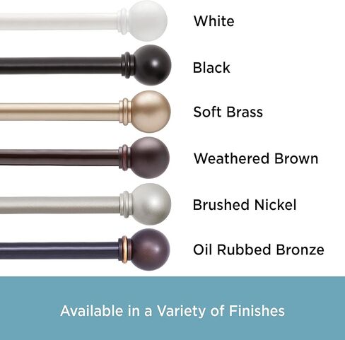 قضيب ستارة نافذة مزخرف قياسي من Kenney KNAZ71706، طول قابل للتعديل 28-48 بوصة، لمسة نهائية بنية عتيقة، أنبوب فولاذي بقطر 5/8 بوصة in Kuwait